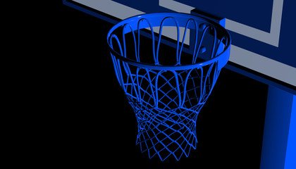 Fototapeta na wymiar Silver net of a basketball hoop on background, 3d render