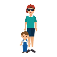 cute family member on vacations vector illustration design