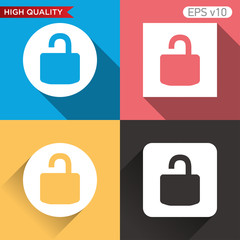 Colored icon or button of lock symbol with background