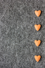 Hearts background on grey