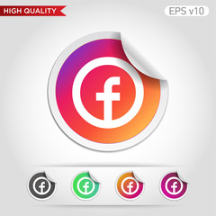 Obraz premium Colored icon or button of F letter with background