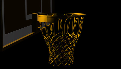 Fototapeta na wymiar Silver net of a basketball hoop on background, 3d render