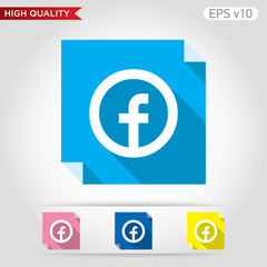 Colored icon or button of F letter with background