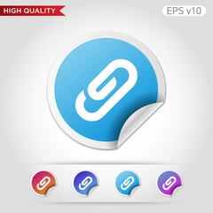 Colored icon or button of clip symbol with background