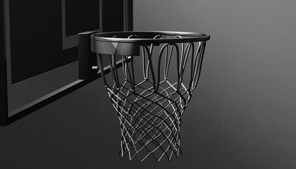 Naklejka premium Silver net of a basketball hoop on background, 3d render
