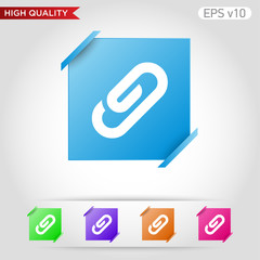 Colored icon or button of clip symbol with background