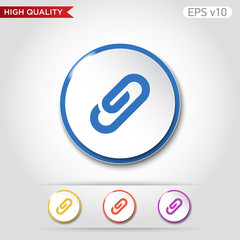 Colored icon or button of clip symbol with background