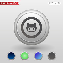 Colored icon or button of cat symbol with background