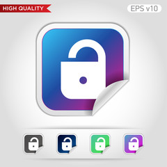 Colored icon or button of lock symbol with background