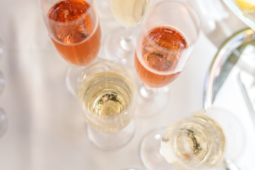Glasses of champagne wine