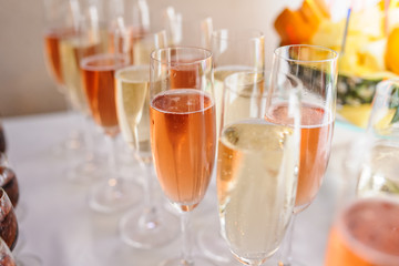Glasses of champagne wine