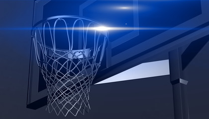 Silver net of a basketball hoop on background, 3d render