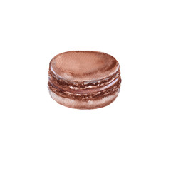 Chocolate macaroon. Isolated on white background.