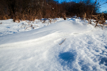 Fototapeta na wymiar Winter snow with traces