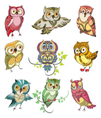 Naklejka premium Colorful Birds Set