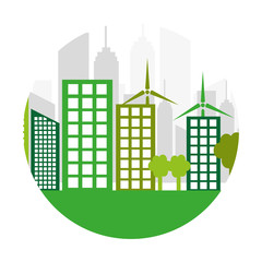 green city ecology buildings vector illustration design