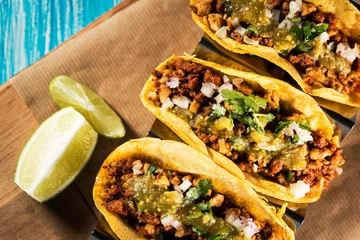 Fotobehang Gerechten Mexican tacos campechanos