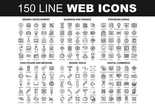 150 Line Art Web Icons 3