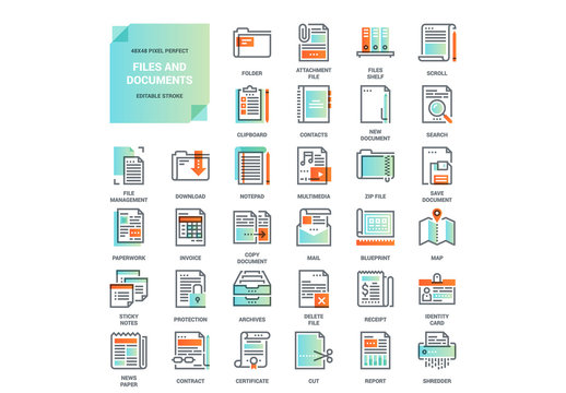 Gradient and Line Art File and Document Icons