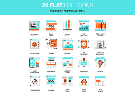 20 Line Art Web Design Icons