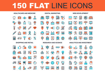 150 Three-Color Line Art Icons 2