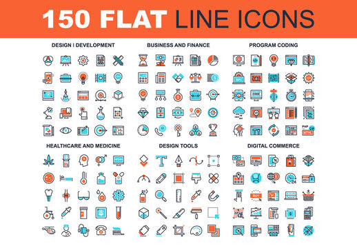 150 Three-Color Line Art Icons 3