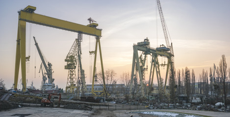 post-industrial areas of the former shipyards in Szczecin, Polan
