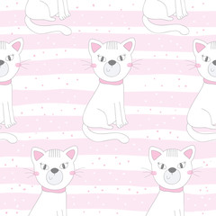 Obraz na płótnie Canvas Cute cats colorful seamless pattern background