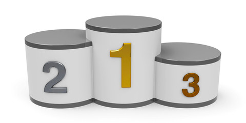 White and gray cylinder podium