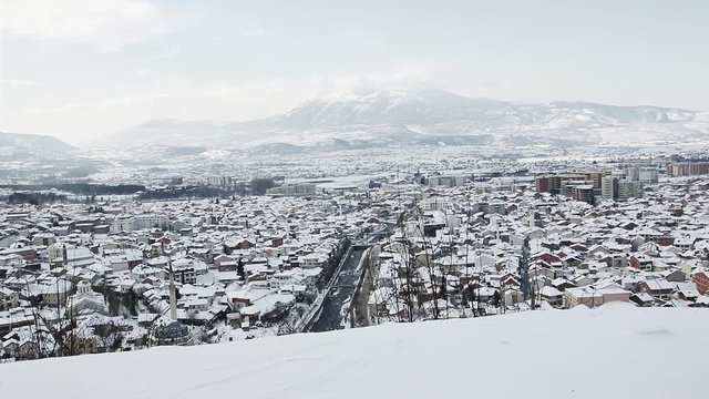 Panoramaansicht Prizren, Kosovo im Winter
