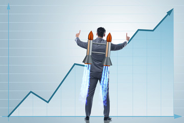 Man with jet pack in business concept