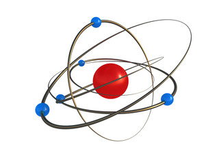 Atom, molecular, blue 3d - obrazy, fototapety, plakaty