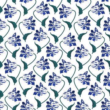 Pattern with tulips.Seamless vector floral print.Spring textile texture