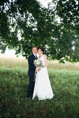 Happy bride and groom on their wedding.