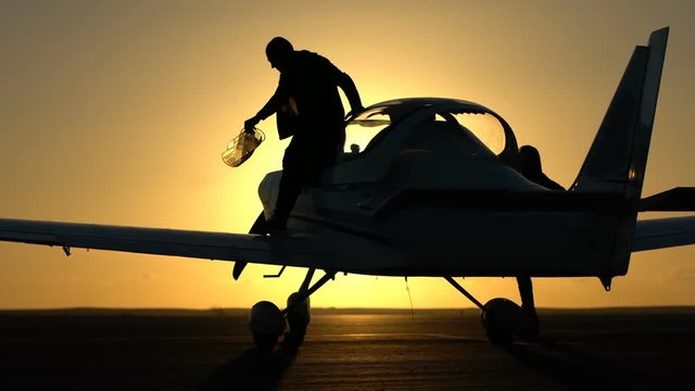 small plane on the runway preparing for takeoff