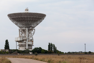 huge white satellite antenna