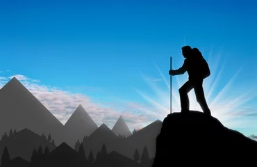Wall murals Mountaineering Male climber on a mountain top
