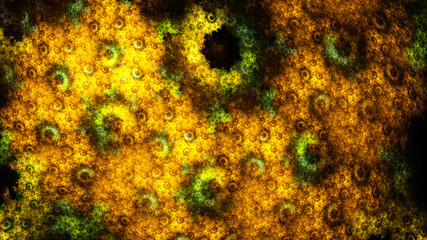 Exotic cells under microscope. Craters another planet. 3D surreal illustration. Sacred geometry. Mysterious psychedelic relaxation pattern. Fractal abstract texture. Digital artwork graphic astrology