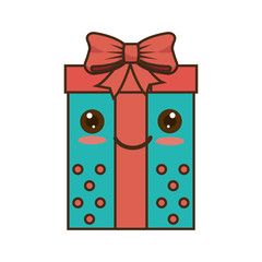 happy merry christmas gifts kawaii style vector illustration design