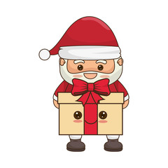 merry christmas santa claus kawaii character vector illustration design