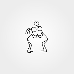 Stick figures in love icon vector