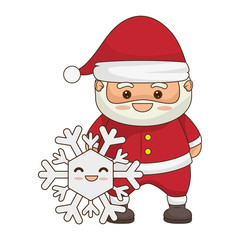 merry christmas santa claus kawaii character vector illustration design
