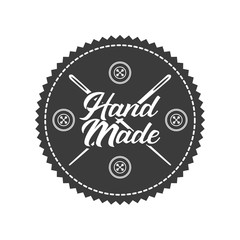 seal stamp of hand made concept with button and neddle icon over white background. vector illustration