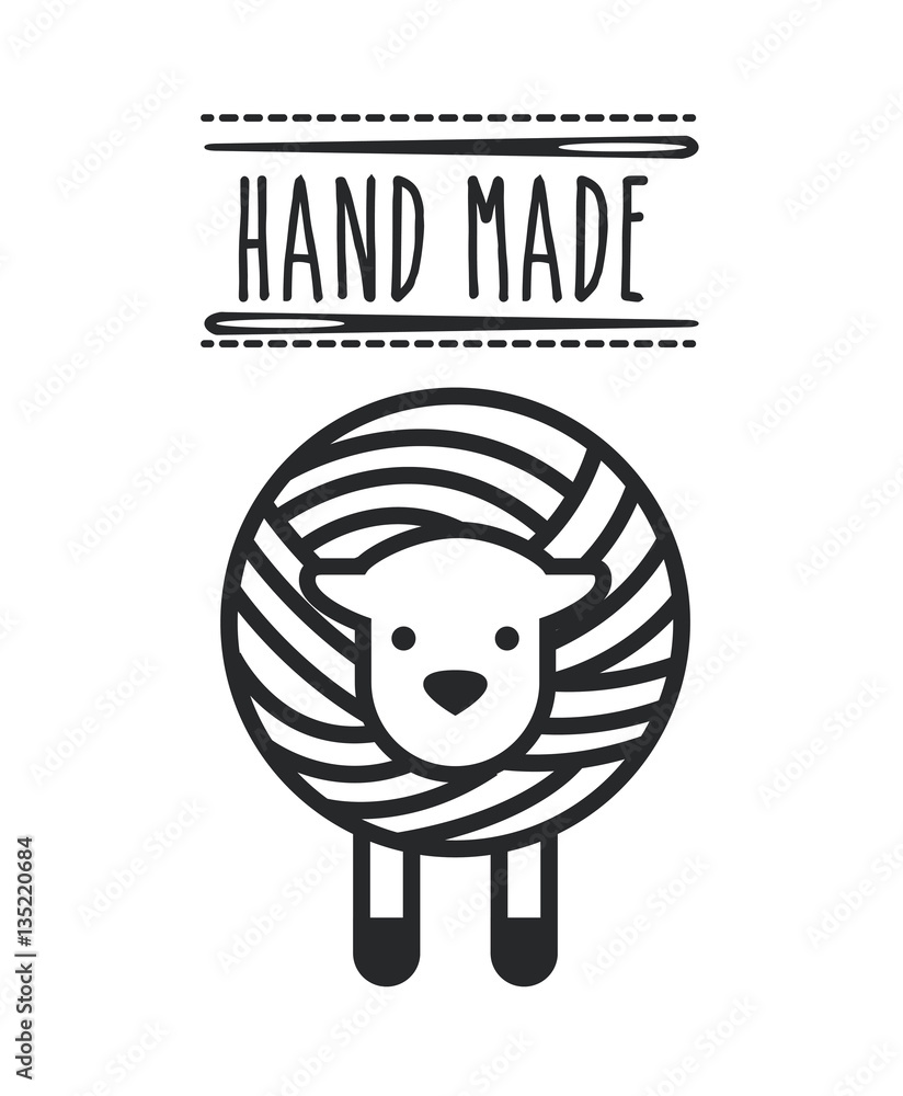 Wall mural sheep and needles icon over white background. hand made concept. vector illustration