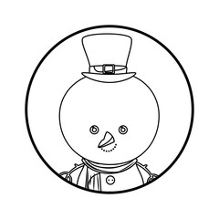 happy merry christmas snowman kawaii style vector illustration design