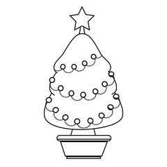 happy merry christmas tree card vector illustration design