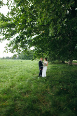 Happy bride and groom on their wedding.