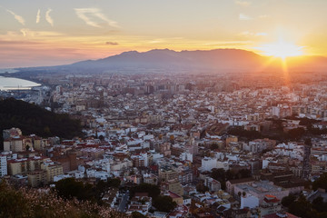 City of Malaga at dusk