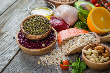 Selection of food that is good for the health and skin