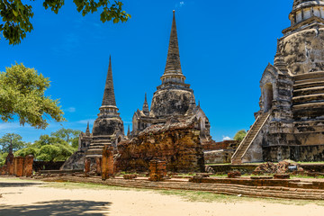 Fototapeta premium Ancient Pagoda in Wat Phrasisanpetch (Phra Si Sanphet). Ayutthay